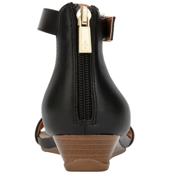 NWT Kenneth Cole Womens Great Viber Faux Leather Wedge Wedge Sandals Black 8M - Picture 4 of 12